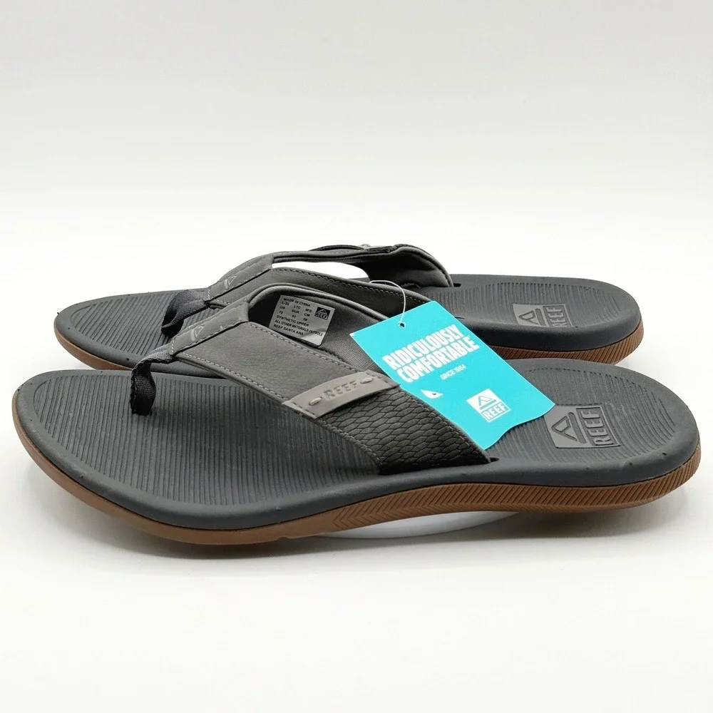 Reef Santa Ana‎ Flip Flops Mens Size 8 Grey Cushion Comfort - NEW